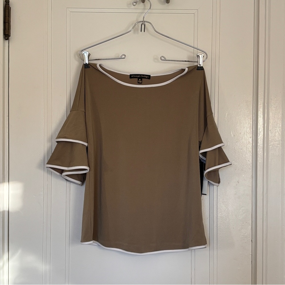 Ruffled Greenish-Brown top from Always Indigo (never worn)
